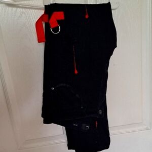 Black Pants with Red Accents